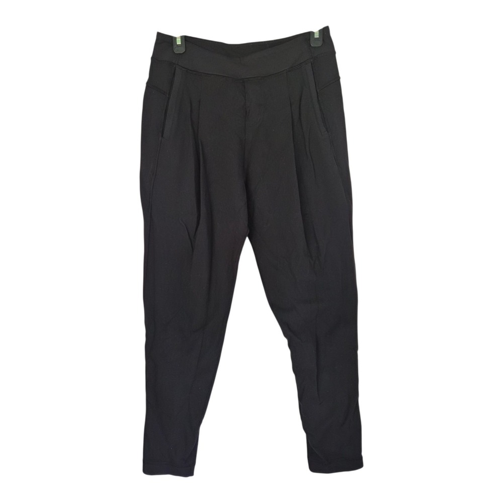 Lululemon Black High Rise Tapered Jogger Pants Side Pockets Women's Size 4